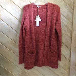 NWT Woven Heart Chunk Knit Cardigan Pockets Large